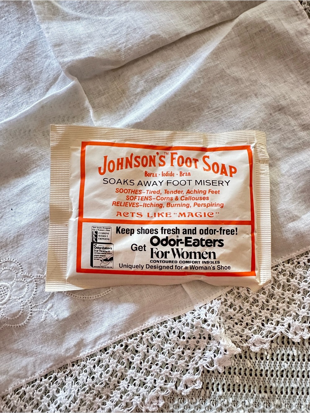 Vintage Johnson’s Foot Soap Sealed 1 Oz Packet Odor-Eaters Advertising